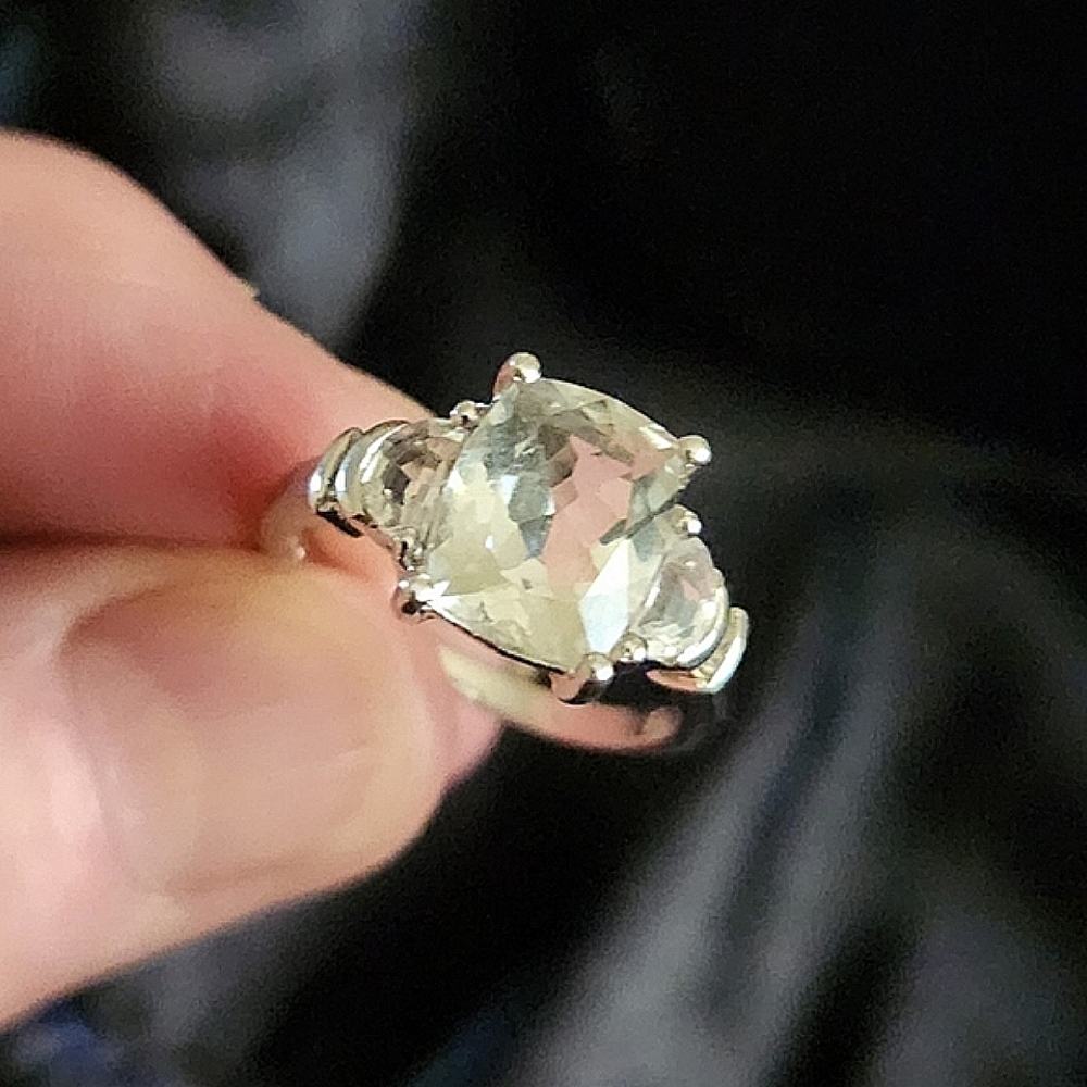 Prasiolite & Diamond .925 Sterling Silver Ring